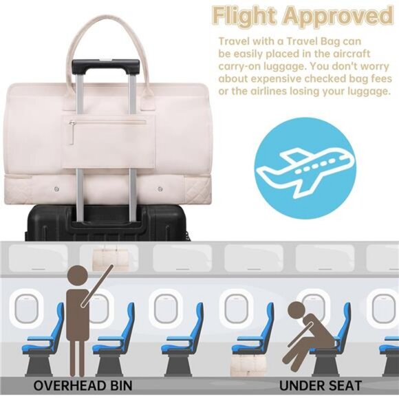 Weekender Overnight Bags for Women, Large Travel Duffle Bags with Shoe - Picture 4 of 7